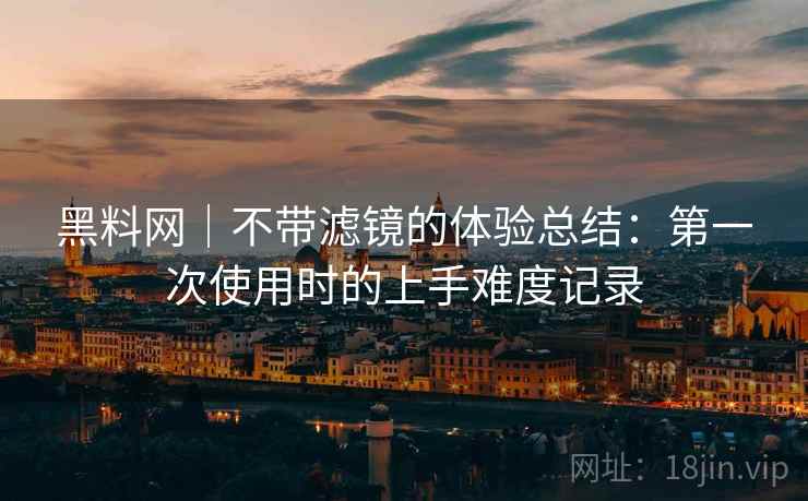 黑料网｜不带滤镜的体验总结：第一次使用时的上手难度记录