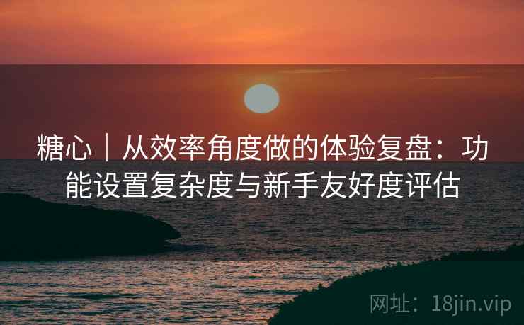 糖心|从效率角度做的体验复盘:功能设置复杂度与新手友好度评估