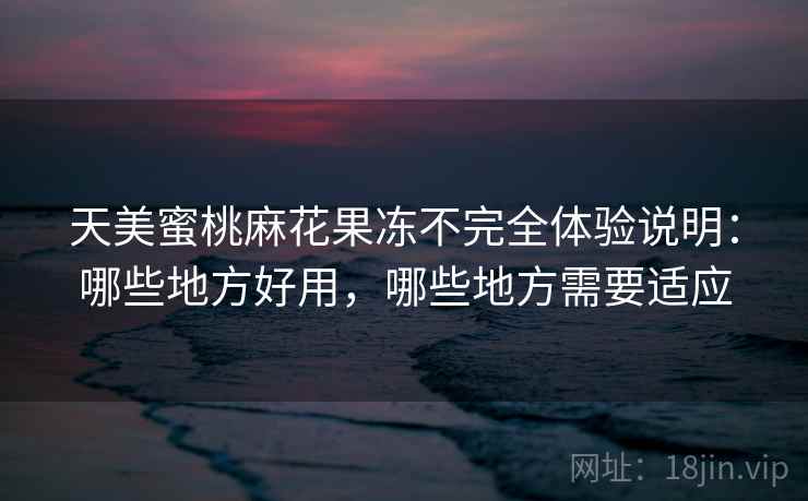 天美蜜桃麻花果冻不完全体验说明:哪些地方好用,哪些地方需要适应