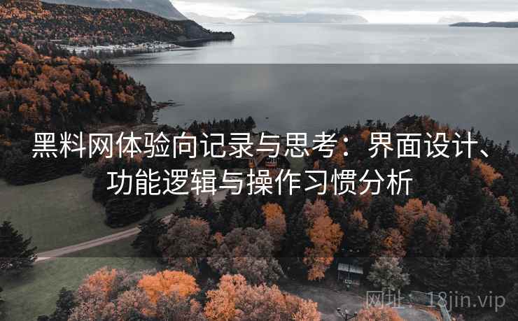 黑料网体验向记录与思考：界面设计、功能逻辑与操作习惯分析