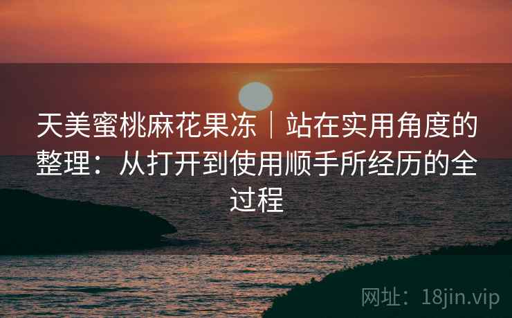 天美蜜桃麻花果冻|站在实用角度的整理:从打开到使用顺手所经历的全过程